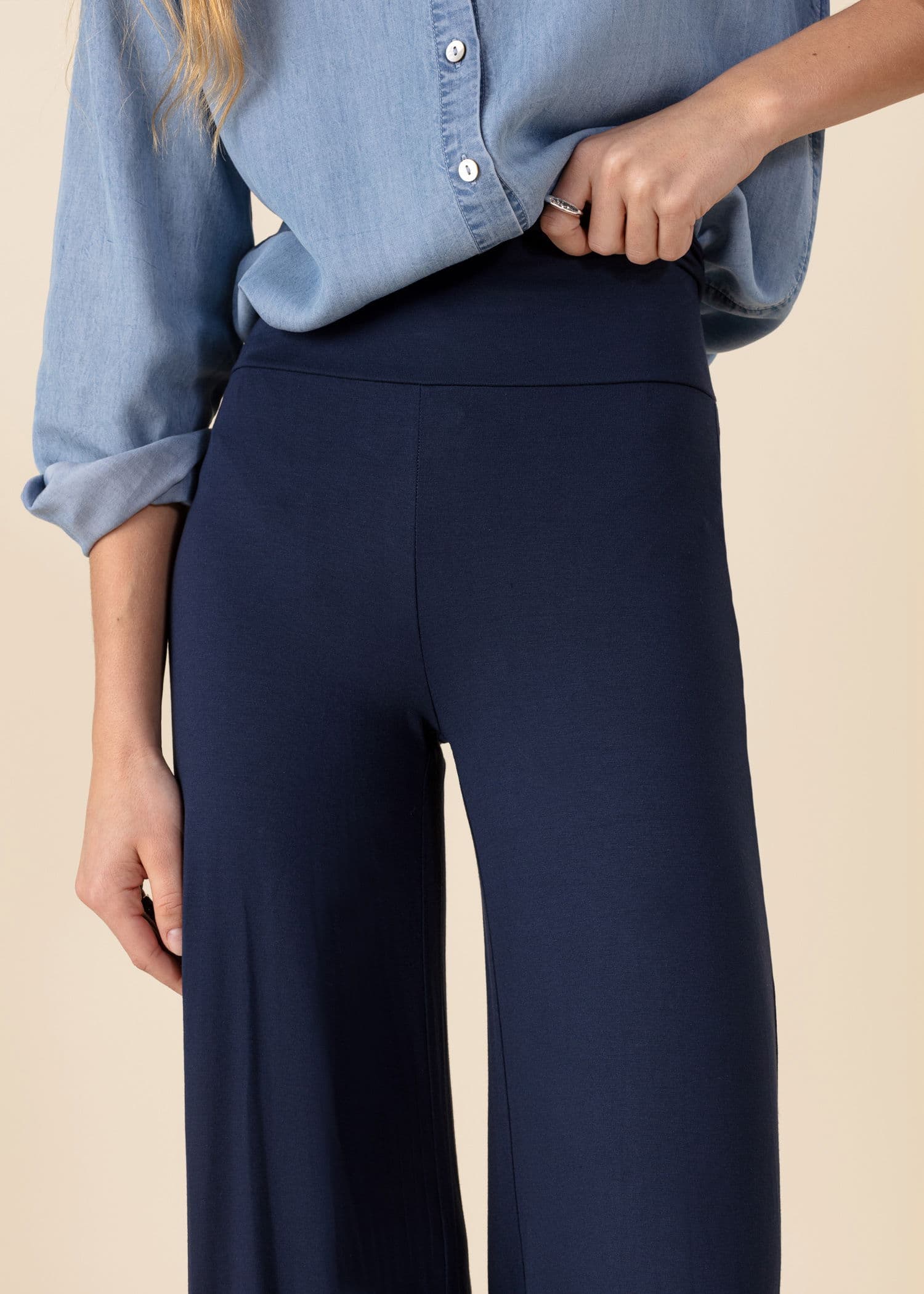 LILLEMOR Vide bukser med høy midje - Blå 4 - Indiska