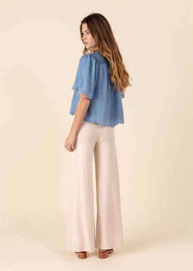 LILLEMOR Vide bukser med høy midje - Hvit 2 - Indiska