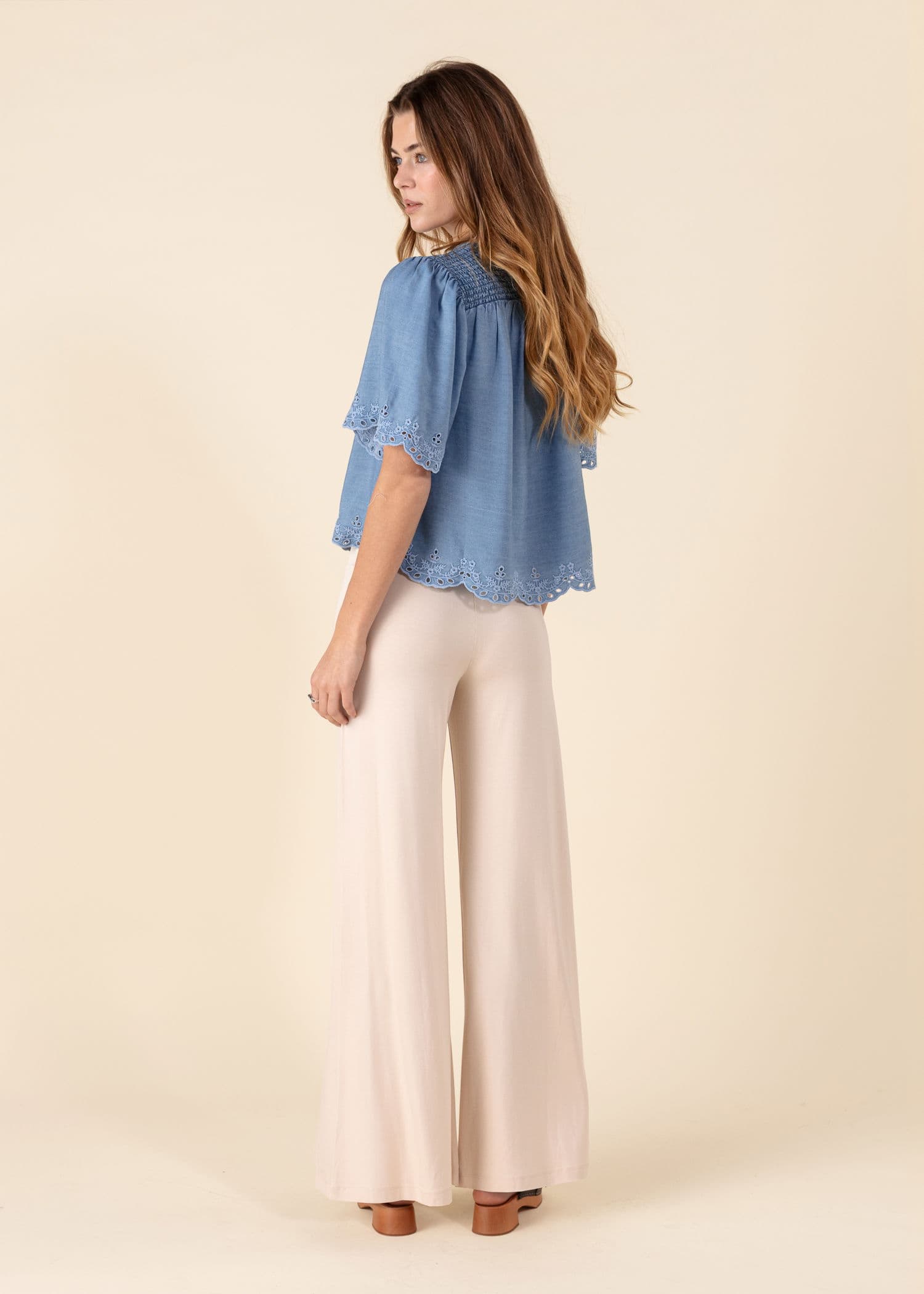 LILLEMOR Vide bukser med høy midje - Hvit 2 - Indiska