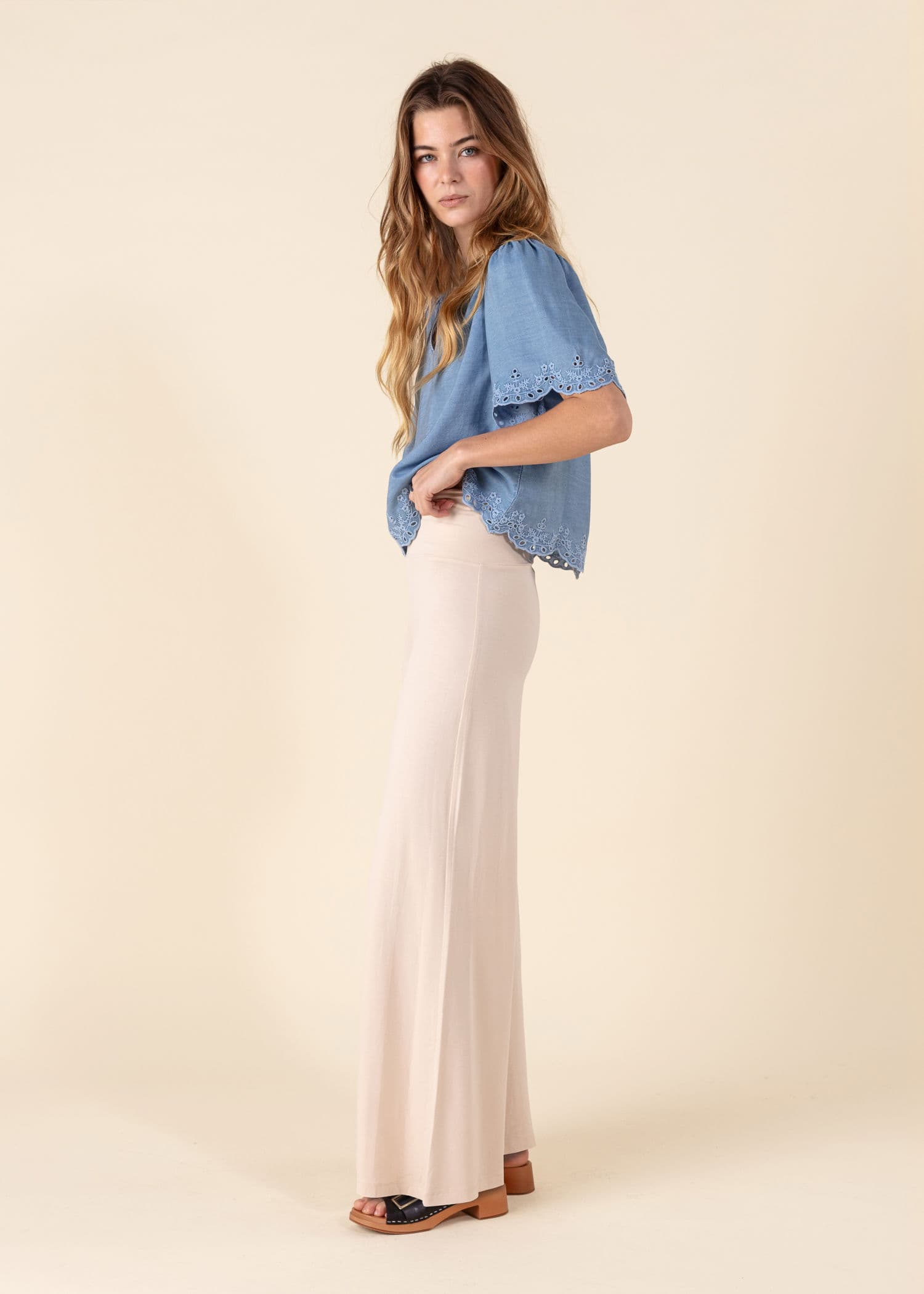 LILLEMOR Vide bukser med høy midje - Hvit 4 - Indiska