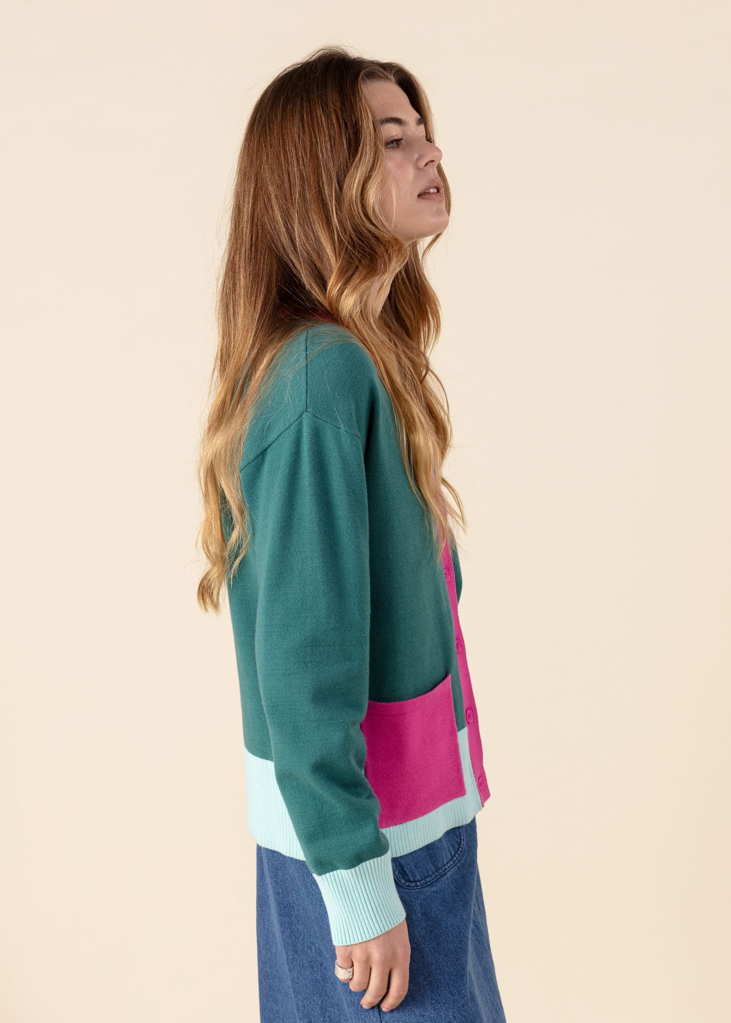 DEBBIE Flerfarget cardigan - Grønn 3 - Indiska