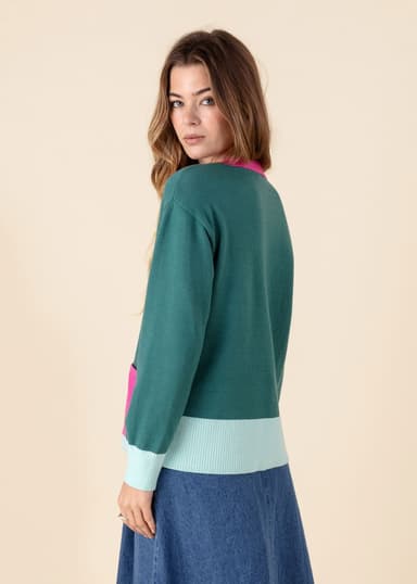 DEBBIE Flerfarget cardigan - Grønn 8 - Indiska