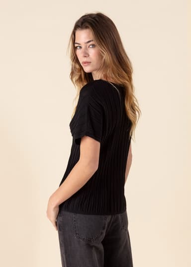 SOPHIANA Sort ribbet genser - Svart 3 - Indiska