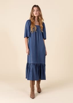 KHALO TENCEL DRESS - DKBLUE