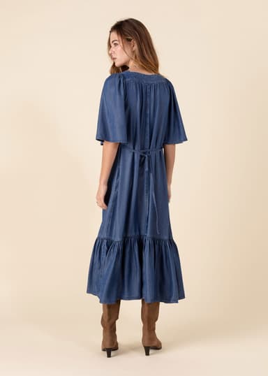 KHALO Mørkeblå tencelkjole - Blå 2 - Indiska