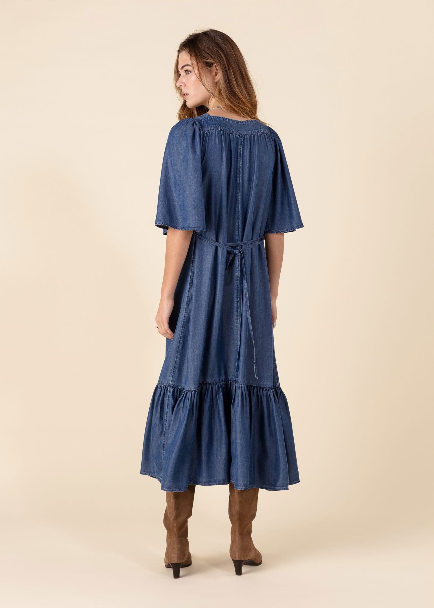 KHALO Mørkeblå tencelkjole - Blå 2 - Indiska