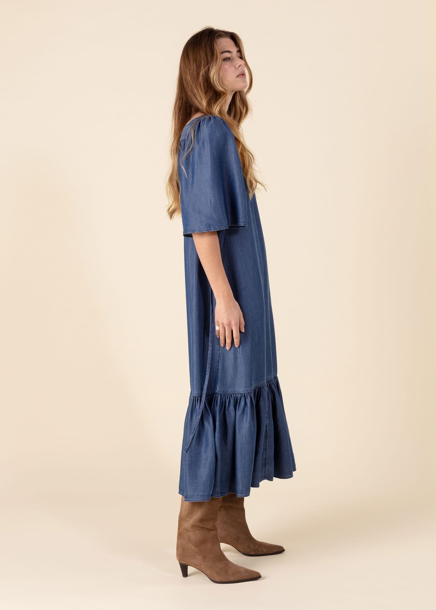 KHALO Mørkeblå tencelkjole - Blå 4 - Indiska