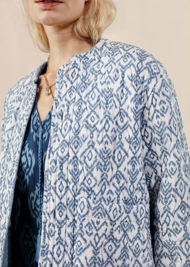 PADDY Käännettävä tikattu takki - Sininen 2 - Indiska