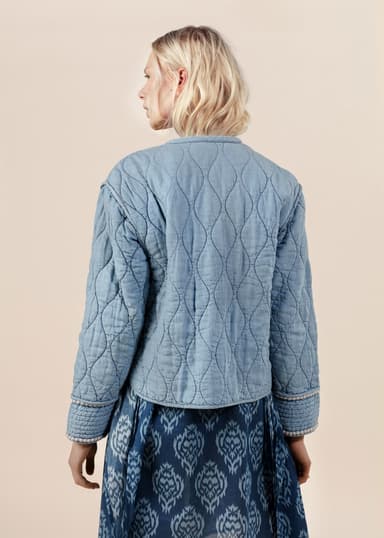 PADDY Käännettävä tikattu takki - Sininen 4 - Indiska