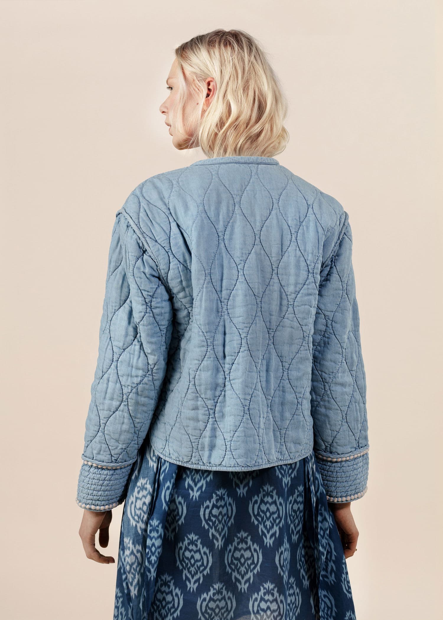 PADDY Käännettävä tikattu takki - Sininen 4 - Indiska