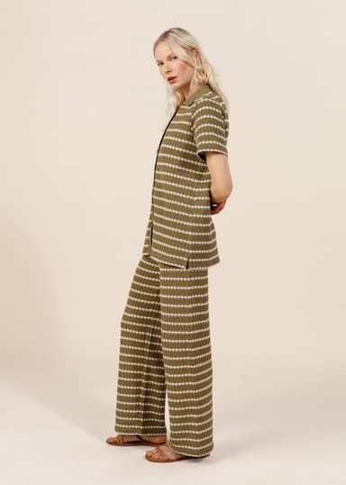 LYNN Strukturstrikkede vide bukser - Grønn 2 - Indiska