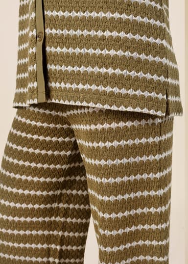 LYNN Strukturstrikkede vide bukser - Grønn 3 - Indiska