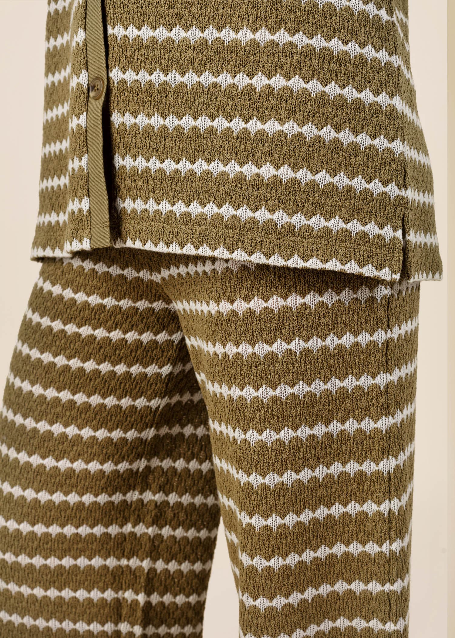 LYNN Strukturstrikkede vide bukser - Grønn 3 - Indiska