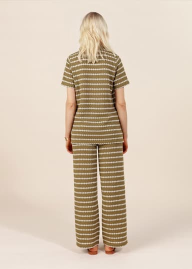 LYNN Strukturstrikkede vide bukser - Grønn 4 - Indiska