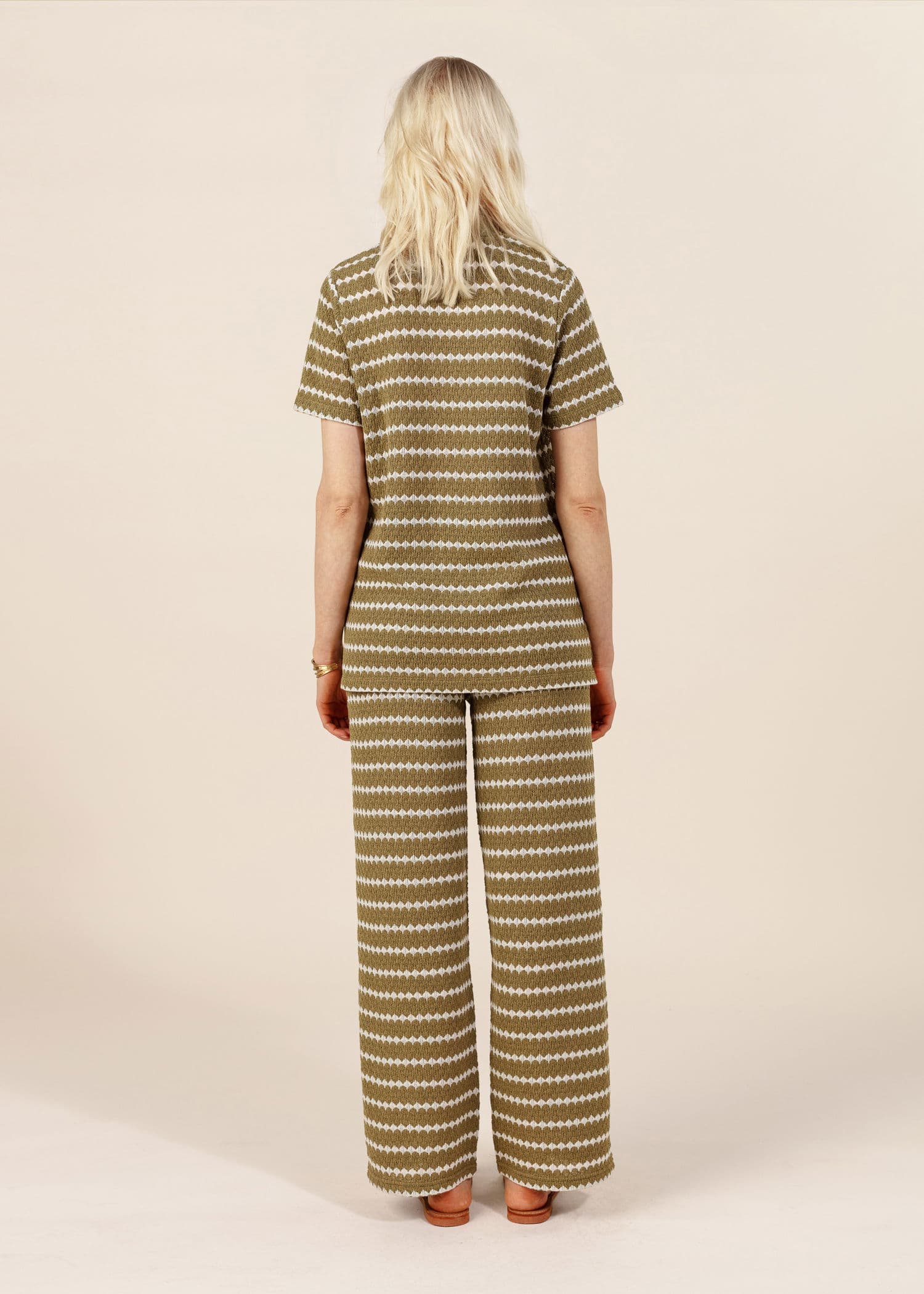 LYNN Strukturstrikkede vide bukser - Grønn 4 - Indiska