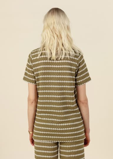 LYNN Strukturstrikket genser med krage - Grønn 5 - Indiska