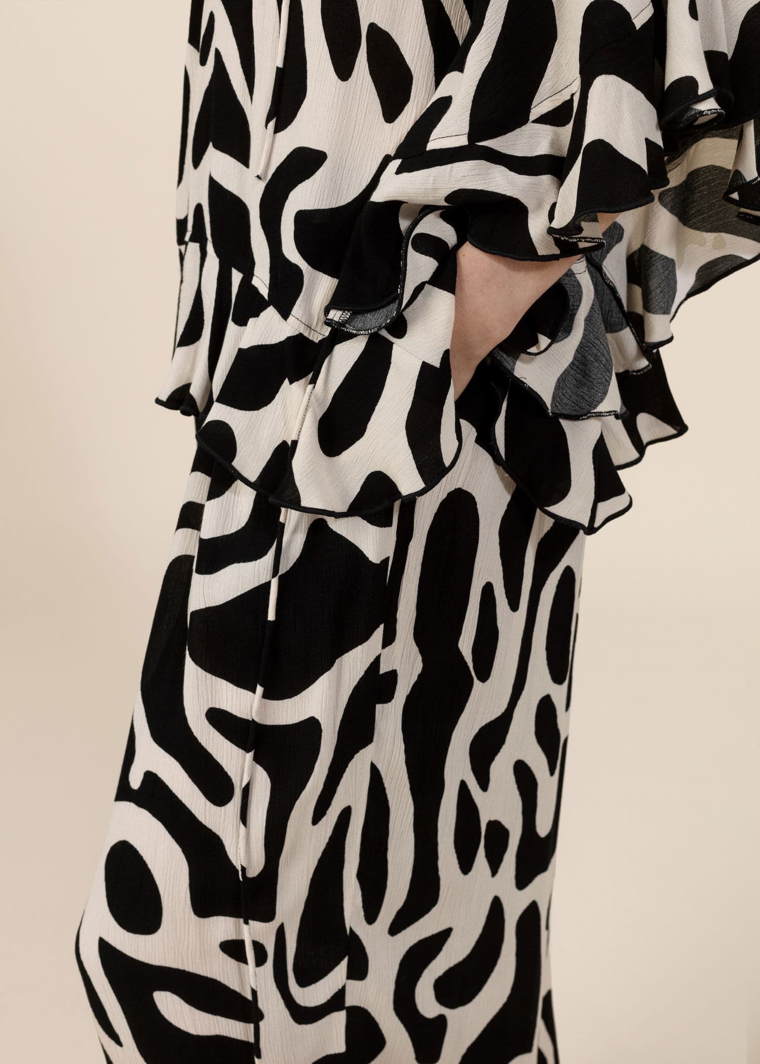 ELSIE Mønstret vid bukse - Beige 3 - Indiska