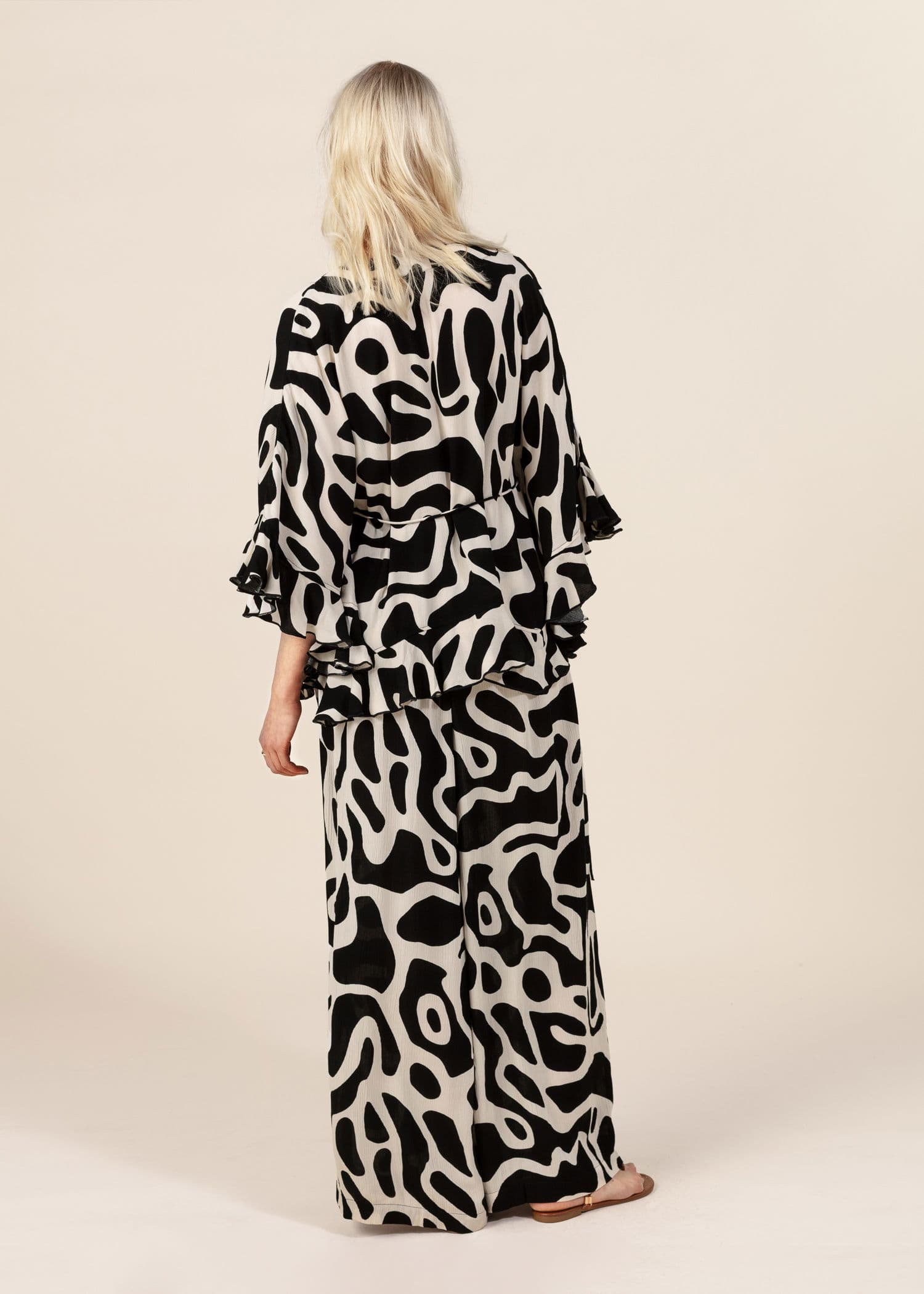 ELSIE Mønstret vid bukse - Beige 4 - Indiska