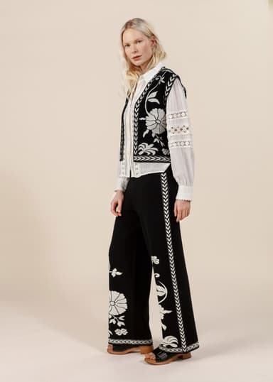 FLORA Jacquardstrikkede bukser - Svart 3 - Indiska