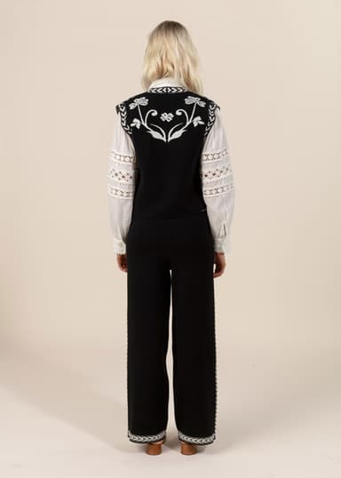 FLORA Jacquardstrikkede bukser - Svart 4 - Indiska