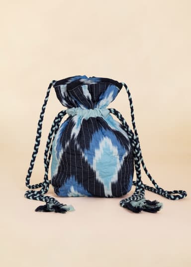 Cotton Bomullsveske med snøring - Blå 2 - Indiska