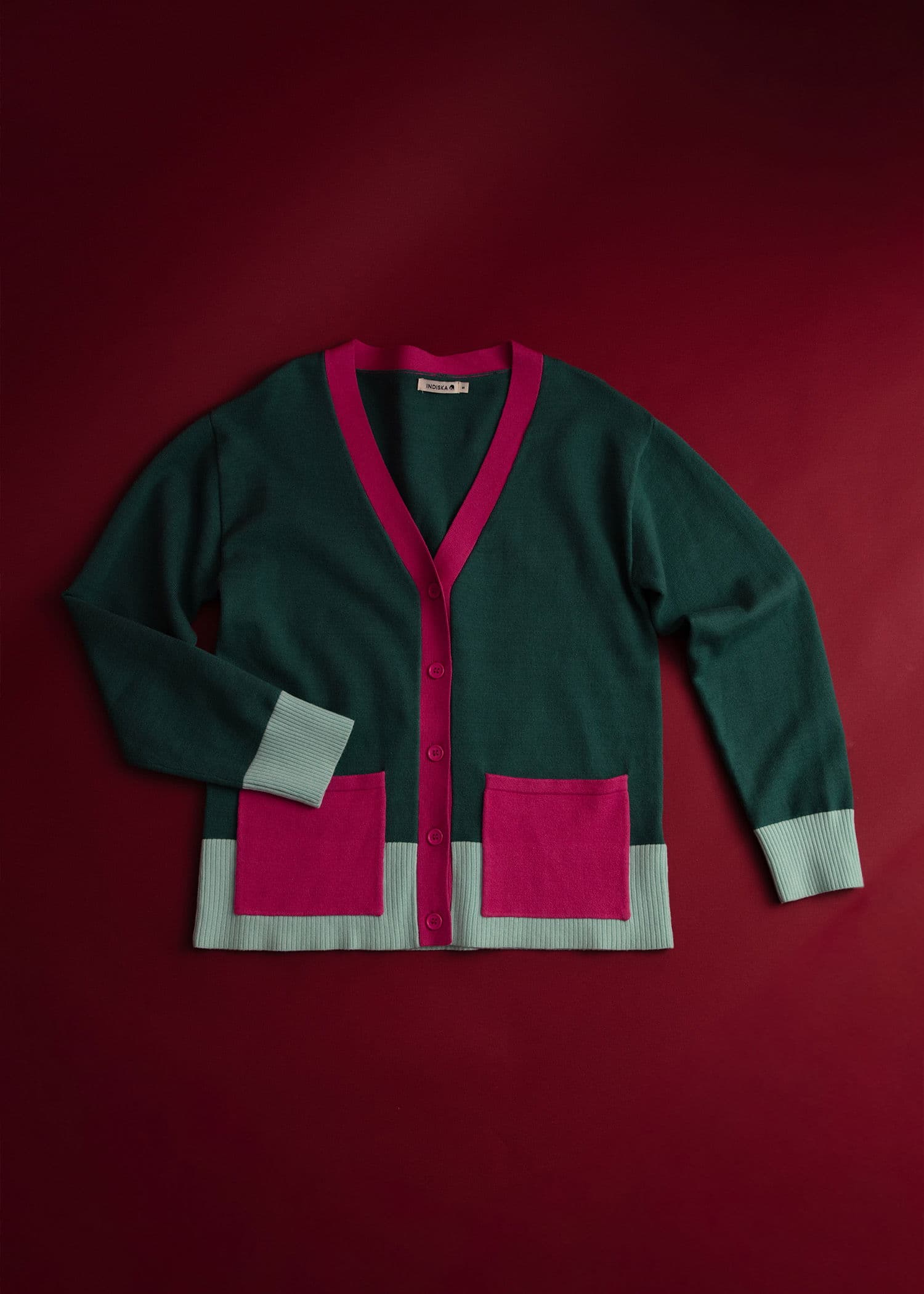 DEBBIE Flerfarget cardigan - Grønn 4 - Indiska