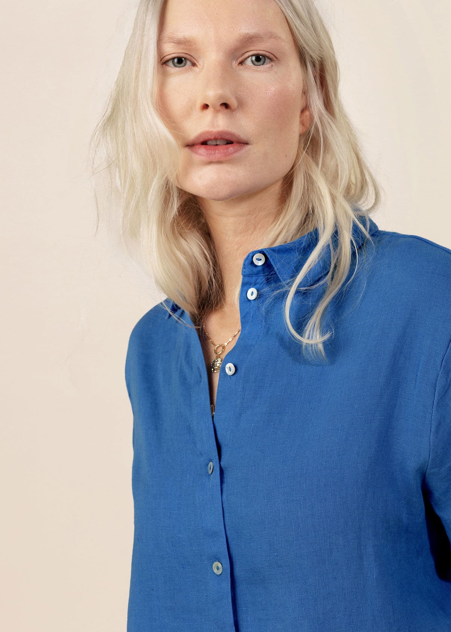 DIANA Blå linskjorte - Blå 2 - Indiska