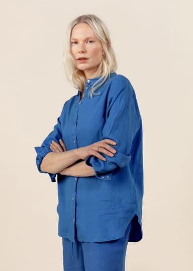 DIANA Blå linskjorte - Blå 3 - Indiska