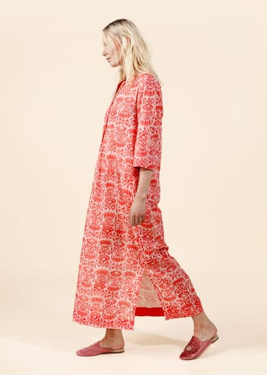 Printed Mønstret kaftankjole - Rosa 4 - Indiska