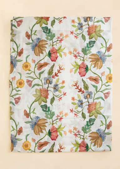 Printed Multifunksjonelt gardin i bomull  - Hvit 1 - Indiska