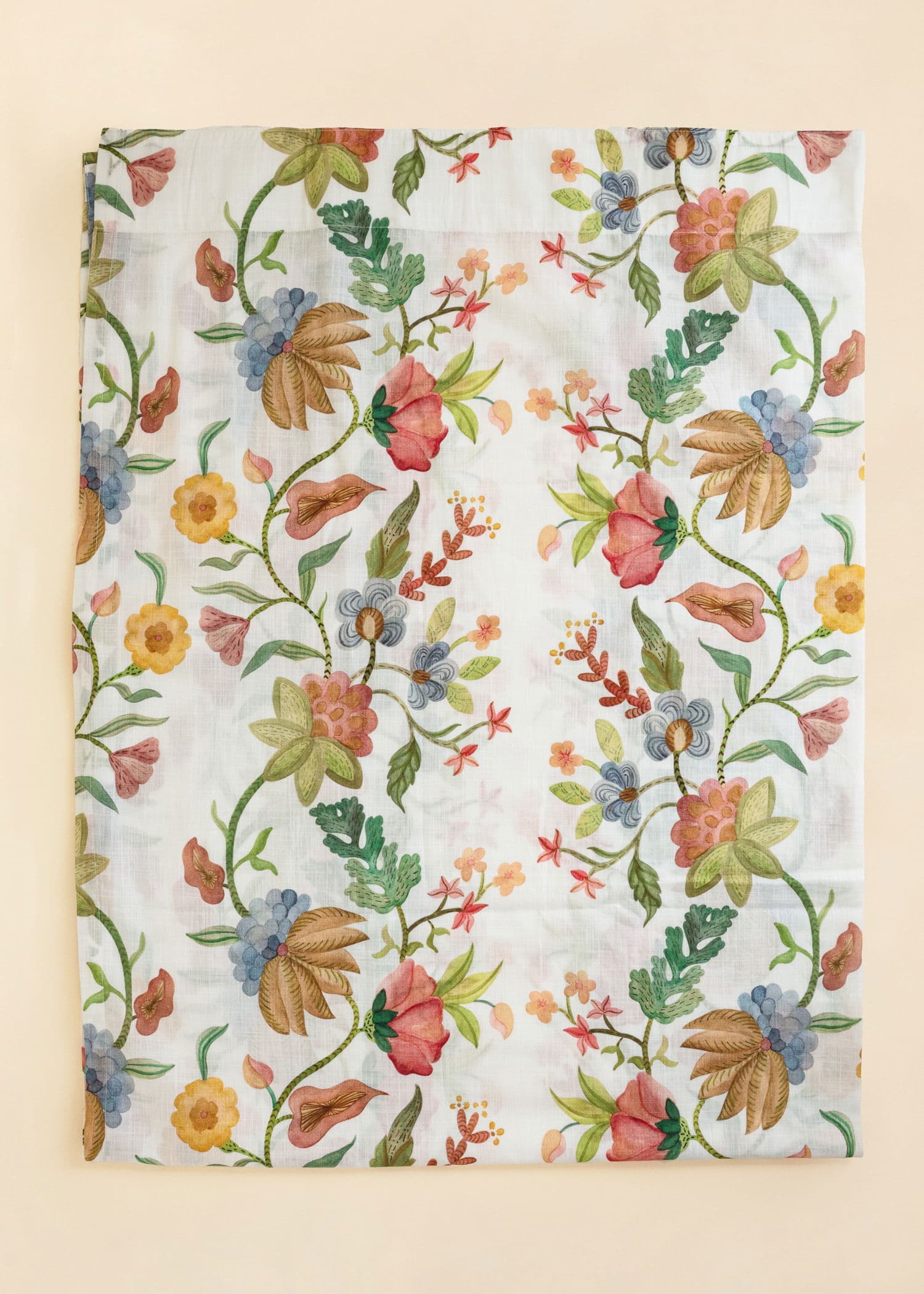 Printed Multifunksjonelt gardin i bomull  - Hvit 1 - Indiska