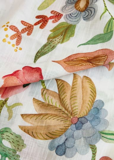 Printed Multifunksjonelt gardin i bomull  - Hvit 2 - Indiska