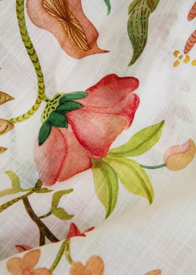 Printed Multifunksjonelt gardin i bomull  - Hvit 3 - Indiska