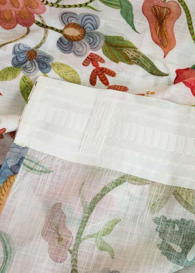 Printed Multifunksjonelt gardin i bomull  - Hvit 4 - Indiska