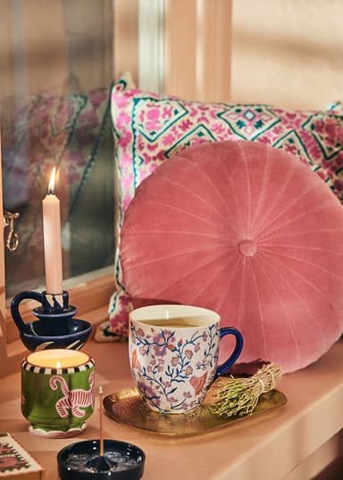 Gol Rund fløyelspute - Rosa 1 - Indiska