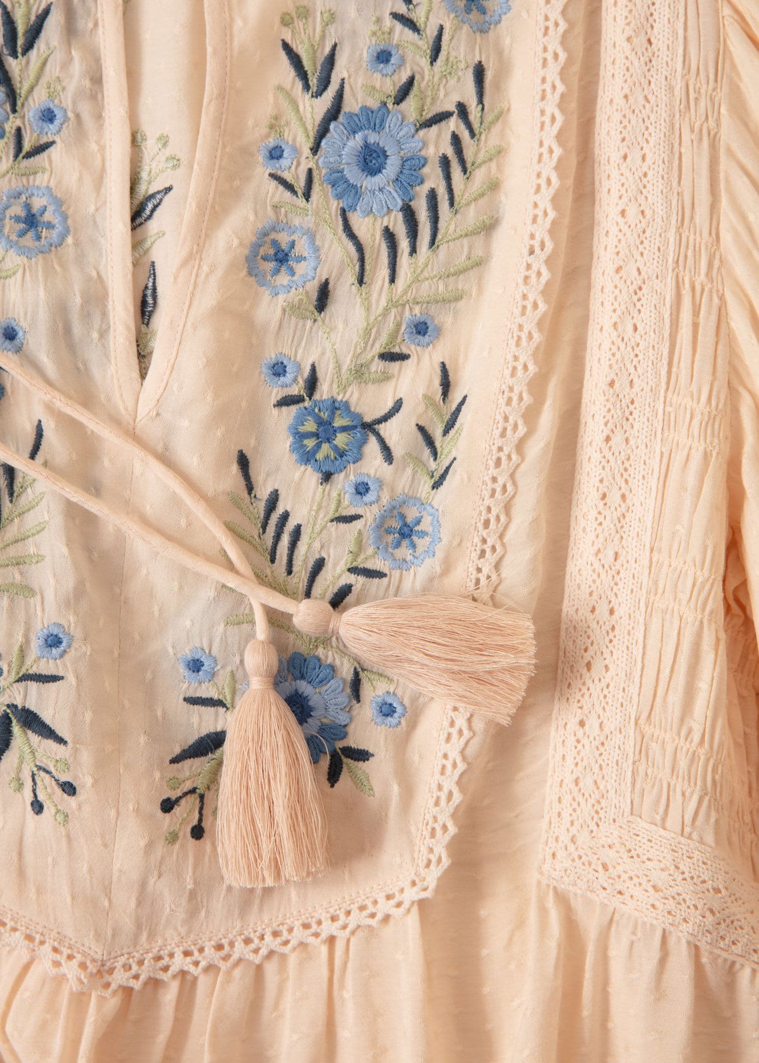 JULIETTE Brodert bluse - Blå 6 - Indiska