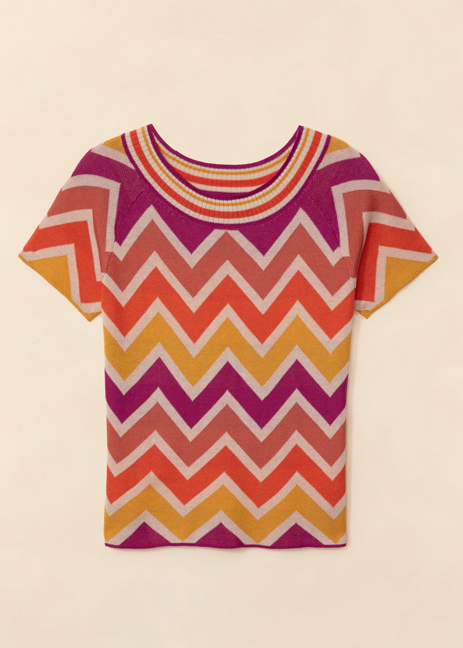 SAMANTHA Strikket topp med sikksakkmønster - Oransje 5 - Indiska