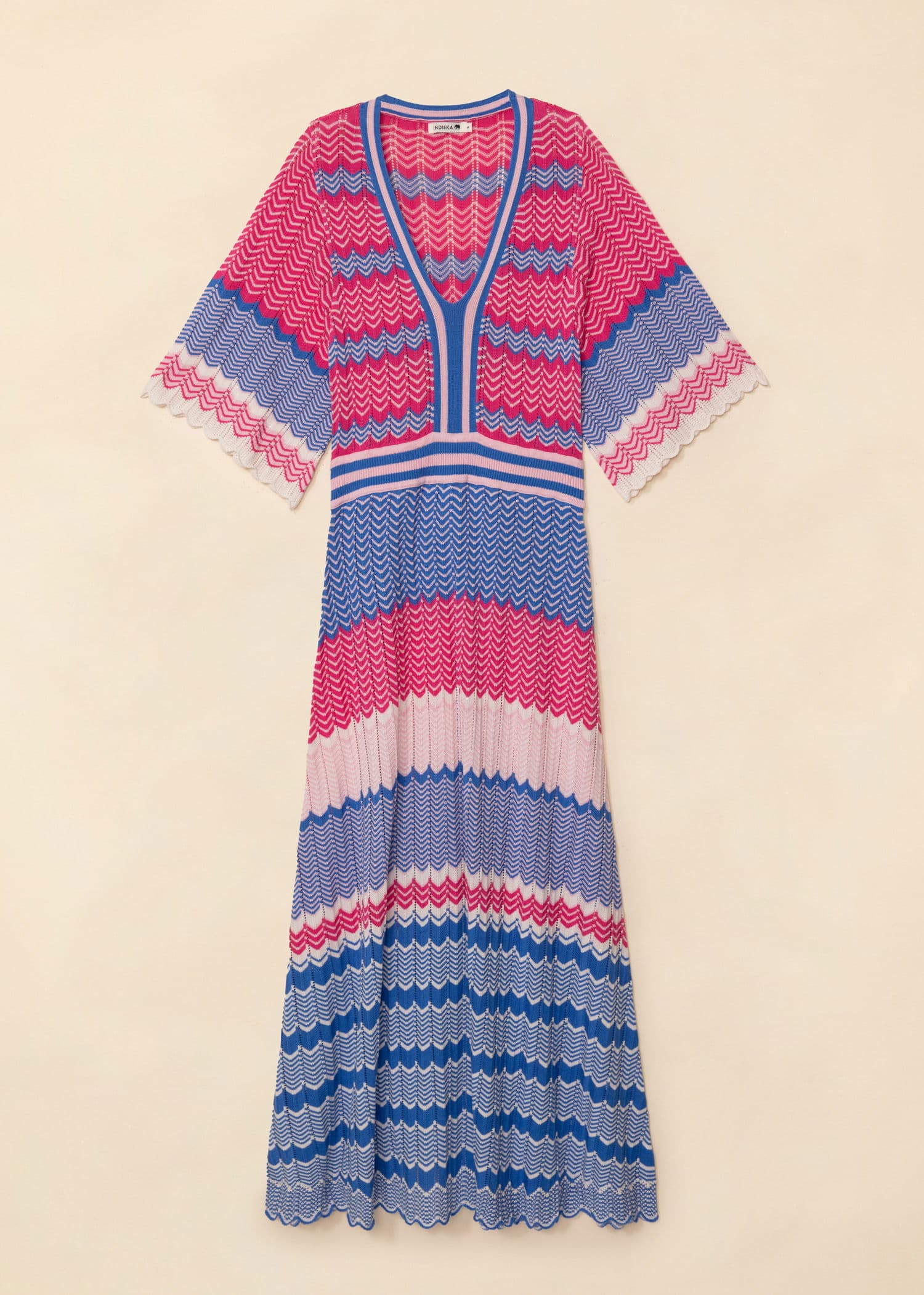 BIANCHETTA Flerfarget strikket kjole - Blå 5 - Indiska