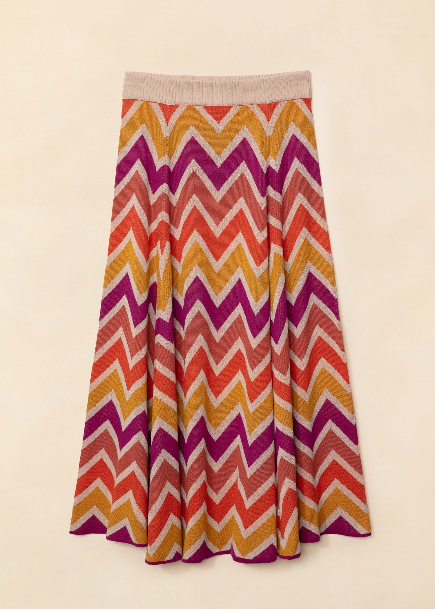 SAMANTHA Strikket skjørt med sikksakkmønster - Oransje 6 - Indiska