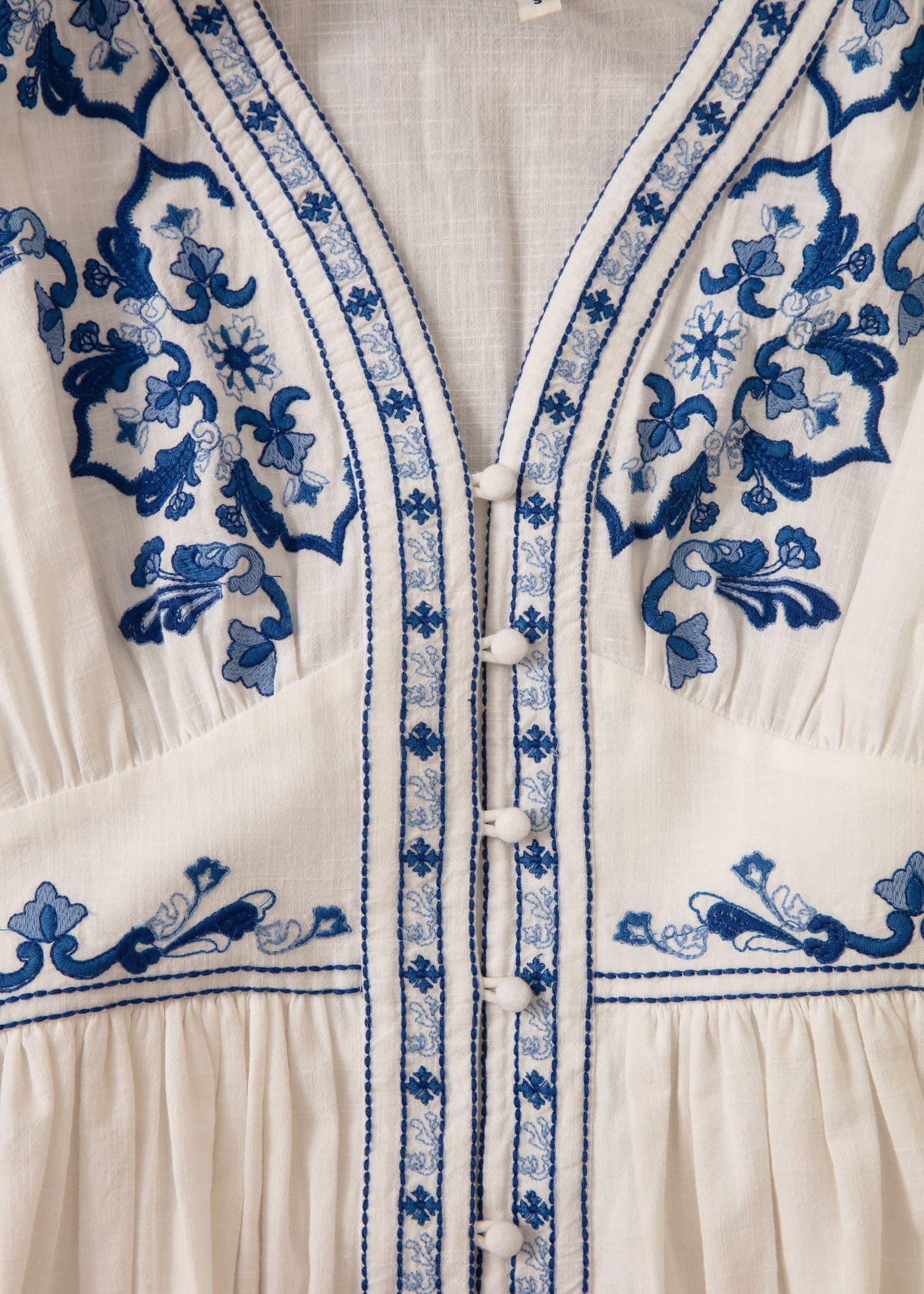 RIANNA Brodert puffermet kjole - Blå 7 - Indiska