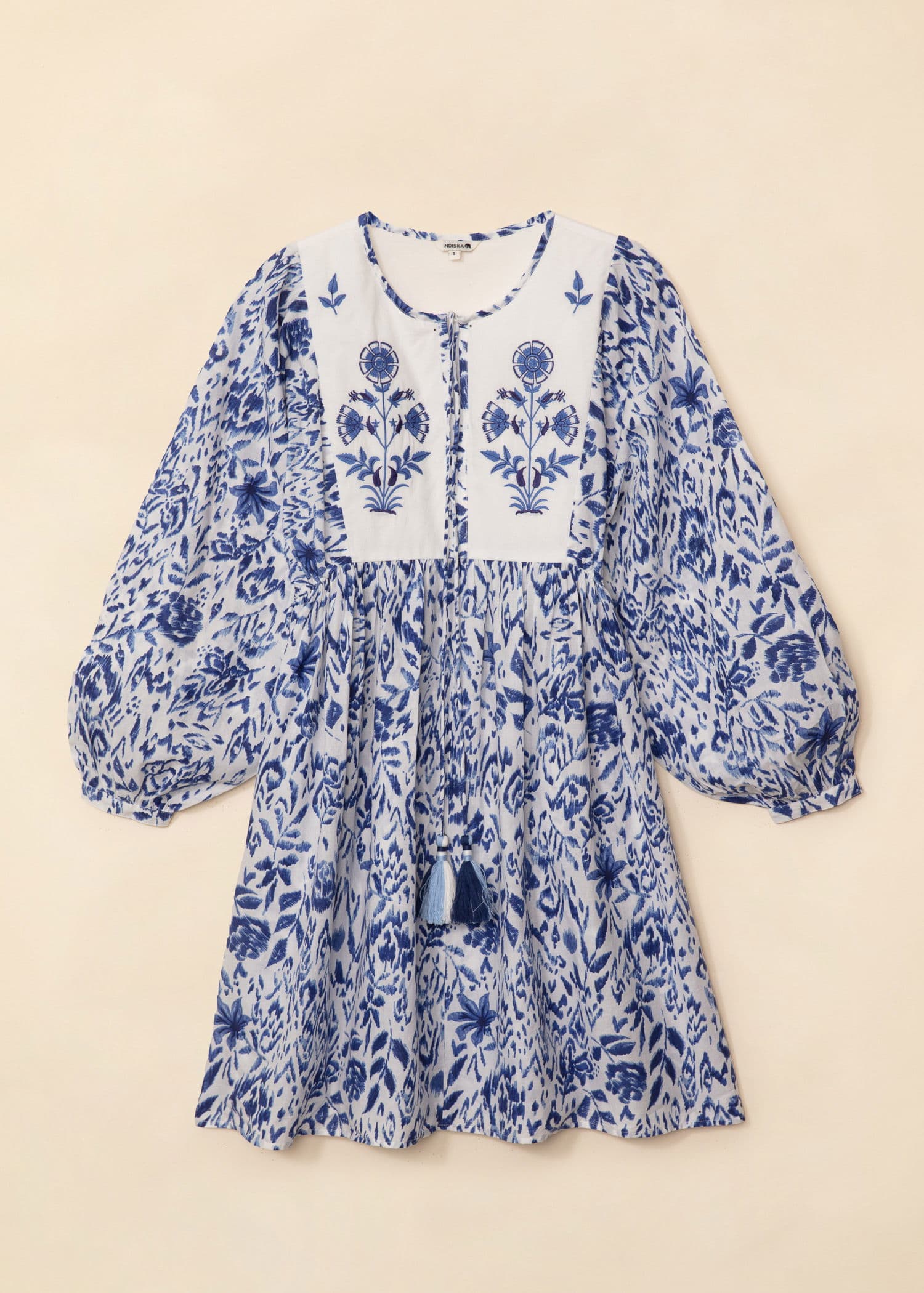 AURORA Lyhyt puhvihihainen mekko - Sininen 6 - Indiska