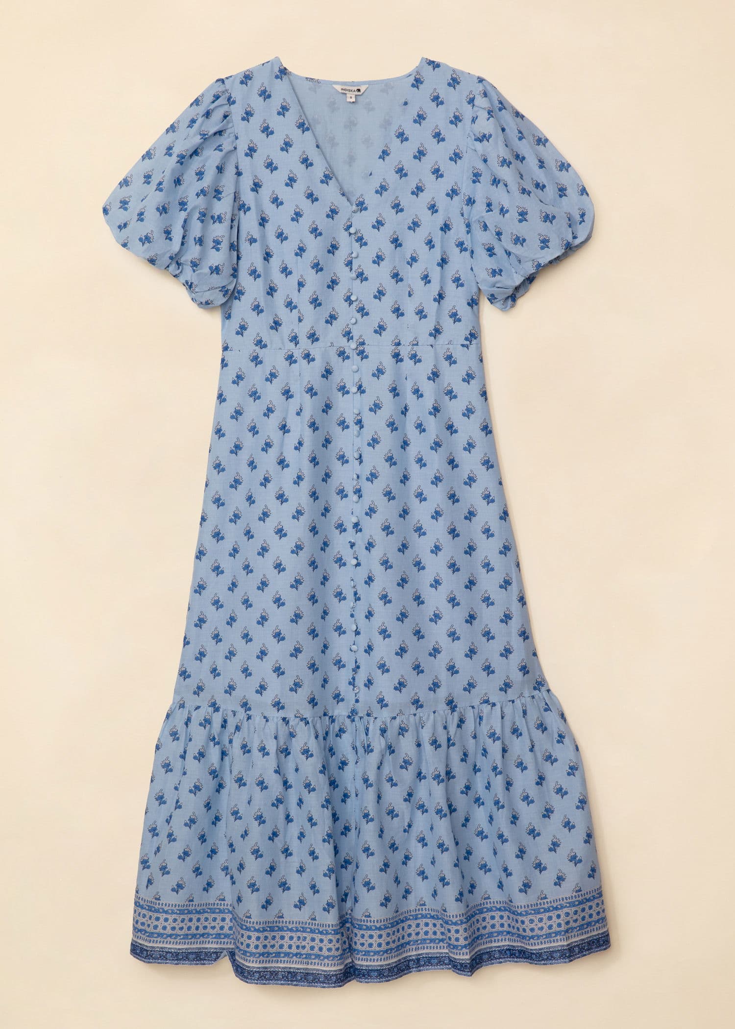 DEWAN Lang butti-mønstret kjole - Blå 5 - Indiska