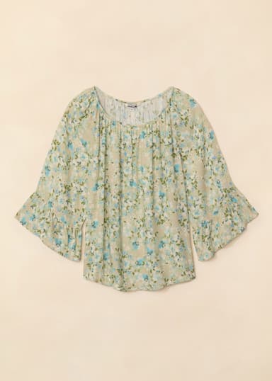 DOLLIE Bluse med 3/4 ermer - Grønn 5 - Indiska