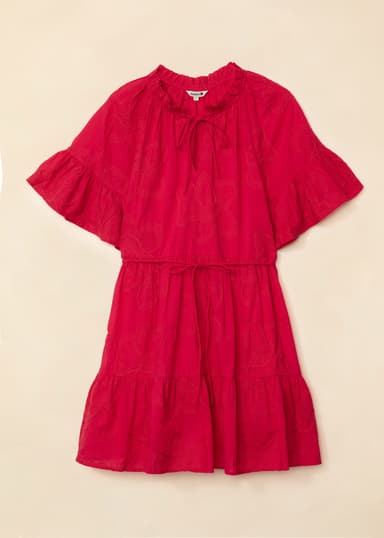 SUMAN Brodert kort kjole - Rød 6 - Indiska