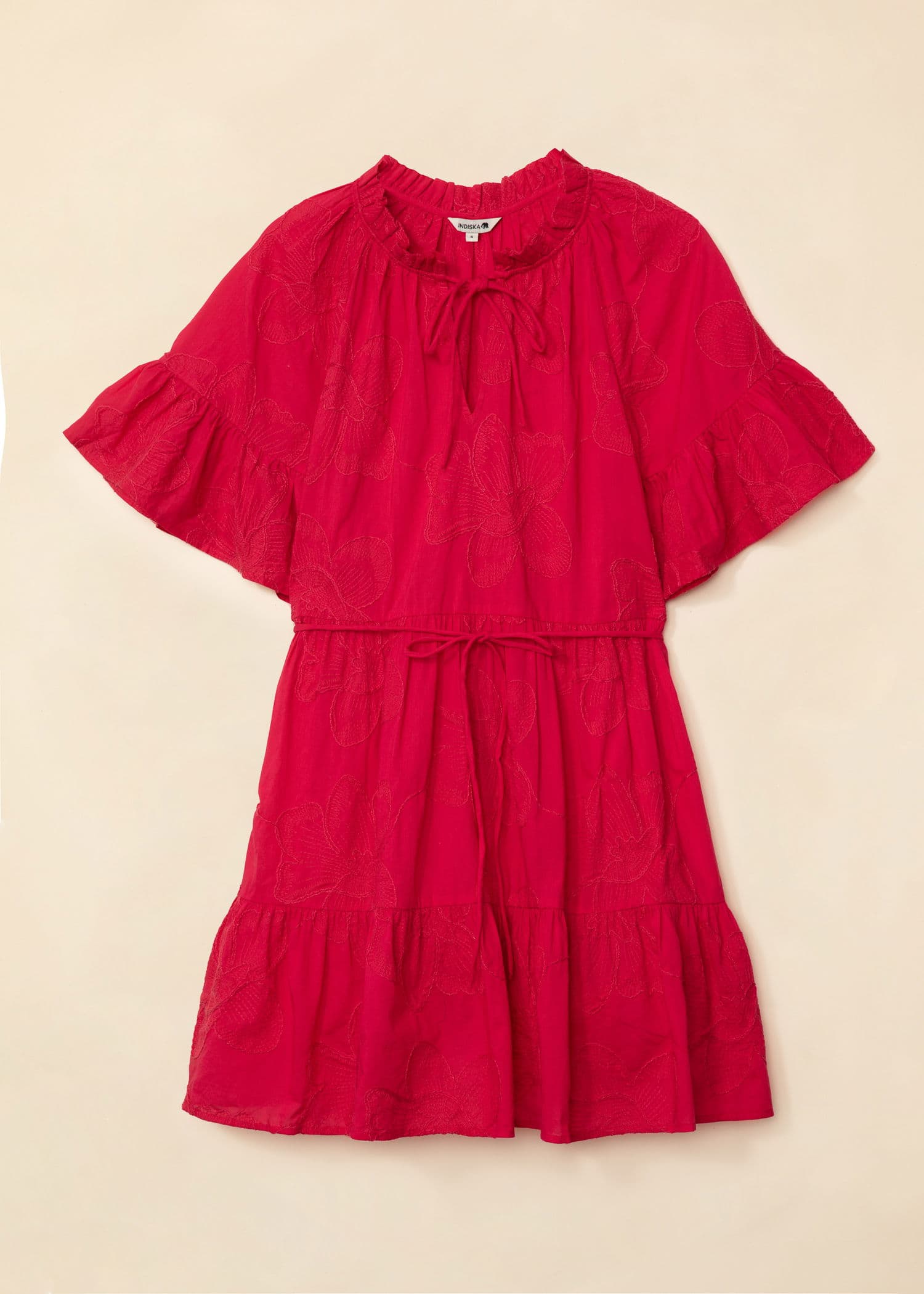 SUMAN Brodert kort kjole - Rød 6 - Indiska