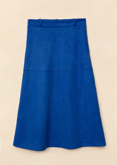 ALINA Koboltblått skjørt i semsket skinn - Blå 6 - Indiska