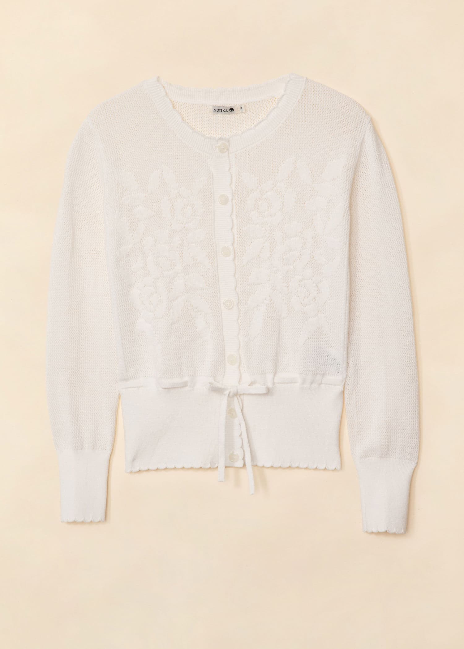 BOEL Finstrikket cardigan med dekorative detaljer - Hvit 5 - Indiska