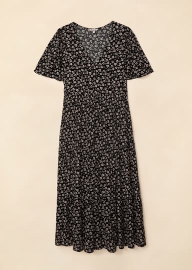 CARLY Midikjole med blomstermønster - Svart 5 - Indiska