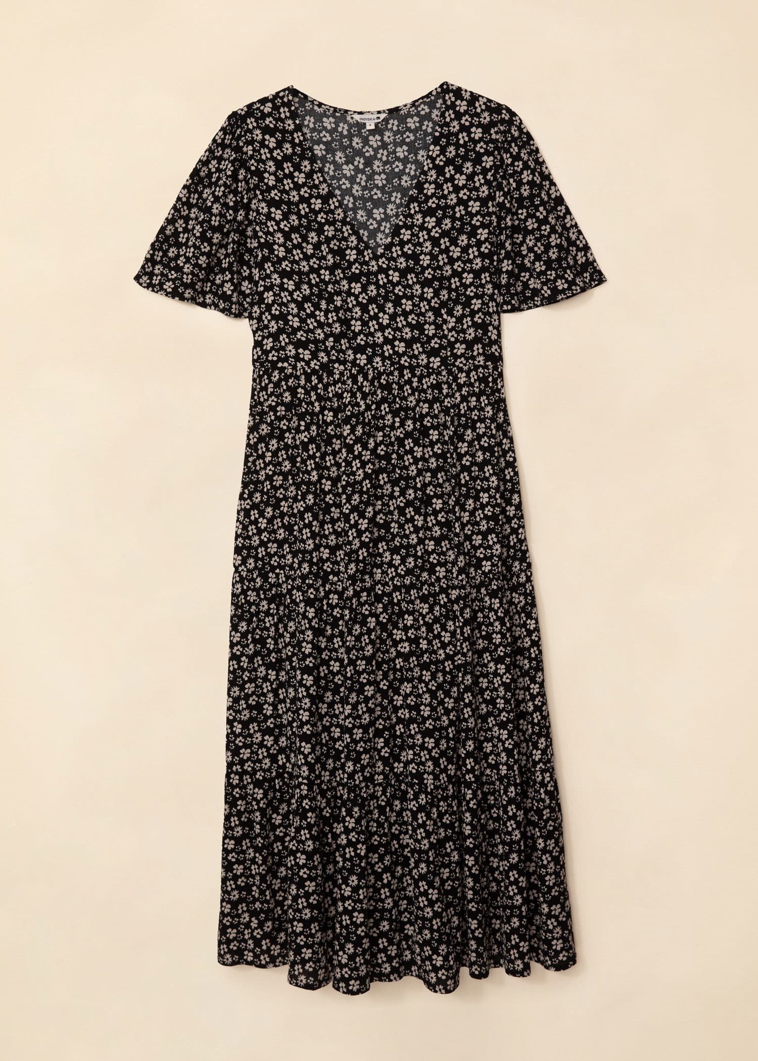 CARLY Midikjole med blomstermønster - Svart 5 - Indiska