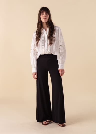 LILLEMOR Vide bukser med høy midje - Svart 1 - Indiska